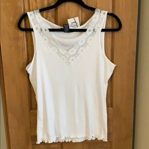 Willi Smith white tank with lace